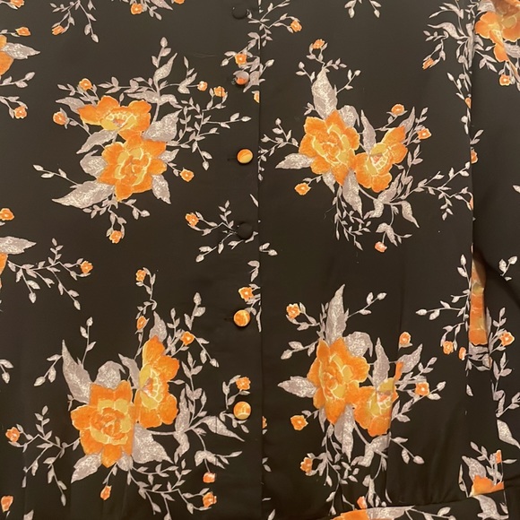 Free People Black Floral Skater Dress Size 2 - Picture 5 of 6